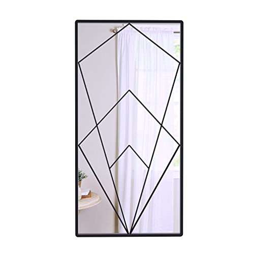 Wonstart Decorative Window Mirror Or Wall Decor, Rectangular Metal Wall Mirror For Living Room Bedroom Dining Room Hangs Horizontally Or Vertically 30'' X 15'' (Black) #TOP5