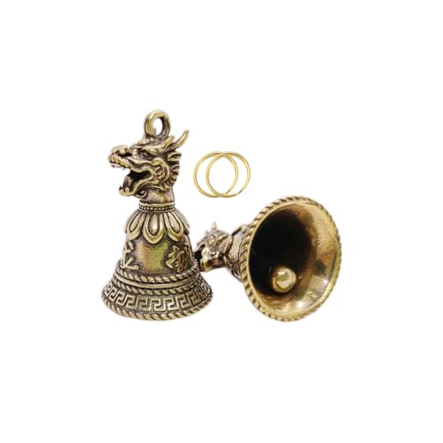 Campanas de latón, 2 unidades, diseño de dragón del zodiaco con función de guardián de la suerte, perfectas para árbol de Navidad de coche y decoración de Fengshui