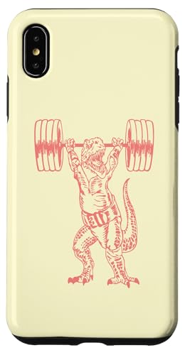 恐竜 ウェイトリフティング バーベル フィットネス 動物 ジム ワークアウト スマホケース iPhone XS Max 用