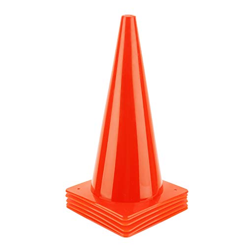 15 Inch Sports Cones, Plastic Safety Traffic Training Cones, High-Visible Agility Field Marker Parking Cones for Soccer Football Drills Training, Outdoor Activity & Festive Events - 6 Pack, Orange