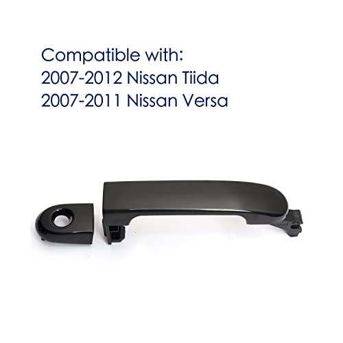 Lcyolada Exterior Door Handle With Keyhole Front Left Driver Side Compatible With Nissan Versa 2007-2011 | Nissan Tiida 2007-2012,Replaces Ni1310130 82363,Black #TOP3