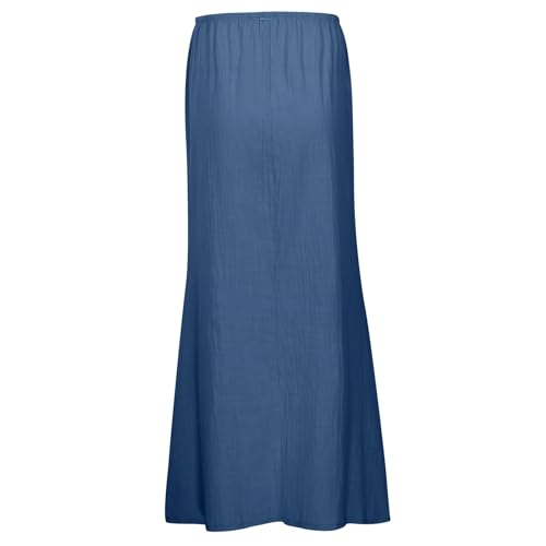 Long Skirts for Women Linen Drawstring High Waist Bodycon Maxi Skirts Boho Flowy Trendy Beach Vacation Summer 20253