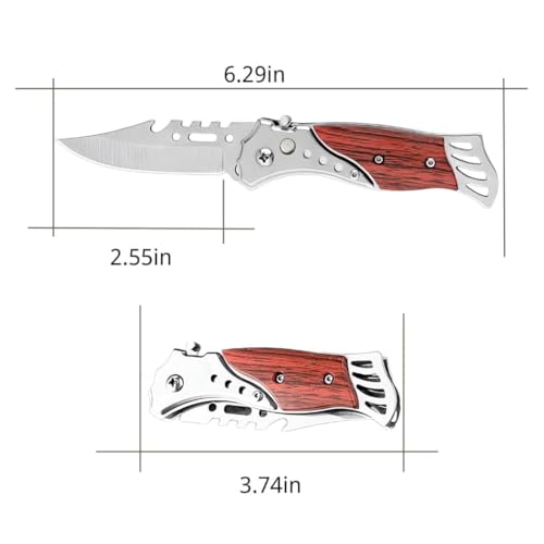 Image of Kitchen Utility Folder - Stainless Blade, Wooden-Style Handle