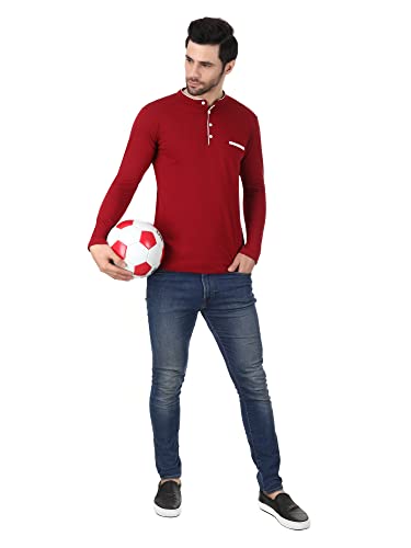 Image of YEZI Cmbo Pack of 2 Full Sleeve Mandarin Collar T-Shirt for Men