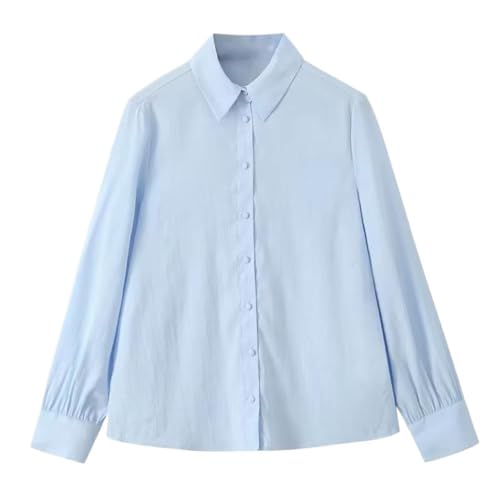 Women's Sky Blue Long Sleeve Shirt - Single Breasted Shirt