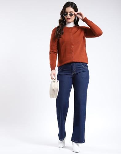 Image of Monte Carlo Women Regular Fit Full Sleeve Solid Round Neck Winter Cardigan (Pack of 1)