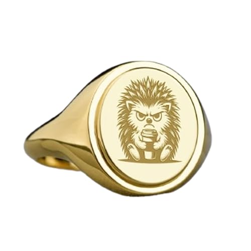 Bague Hérisson Café Argent 925 chevalière ovale idée cadeau idéale