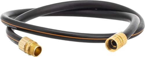 Giraffe Tools Garden Hose 5/8 Custom Length No Kink Flexible Leakproof Water Hose 600 Burst PSI 4ft Male Female Fittings Black Orange