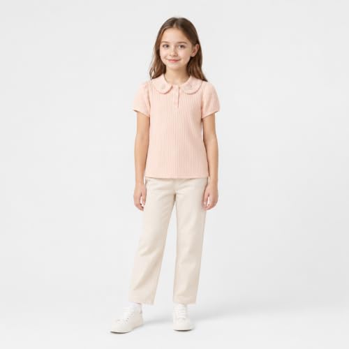 Image of Mud Kingdom Girls Peter Pan Collar T-Shirts Flower Top Short Sleeve Summer