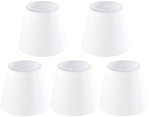 GO&SO Chandelier Shades Set of 5,Clip On Bulb,4 x 6 x 5 in,White Fabric