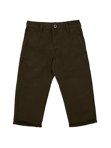 Image of KiddoPanti Boys 100% Cotton Twill Chinos Pant | Comfortable Regular Fit | 2 Side Pocket, 2 Back Pocket | Ankle Length | Back Elasticated Waistband with Button Zip Open Fly