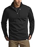 CQR Men's Quarter Zip Utility Fleece Pullover, Outdoor Casual Thermal Sweater, Chest Zipper Pocket, Mock Neck Long Sleeve, Apex Heather Coal Black, Medium
