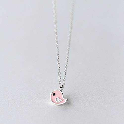 Colliers en Argent 925 Oiseau Rose, Idée Cadeau Idéale pour Filles