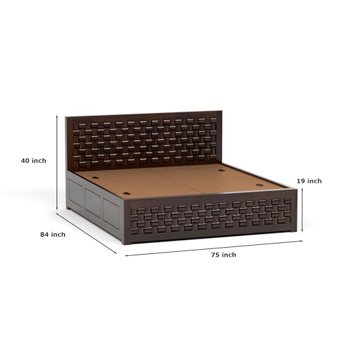 Image of NIWAR Sheesham Wood King Size Bed with Storage Box | Solid Wooden King Size Cot | Double Bed with Box for Home (Walnut Finish)