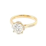 Whoiy Anillos de boda para mujer, oro amarillo 375, anillos para mujer con moissanite 2ct D Color VVS1 anillo de compromiso solitario de oro auténtico de 9 quilates con grabado talla 58 (18.5)