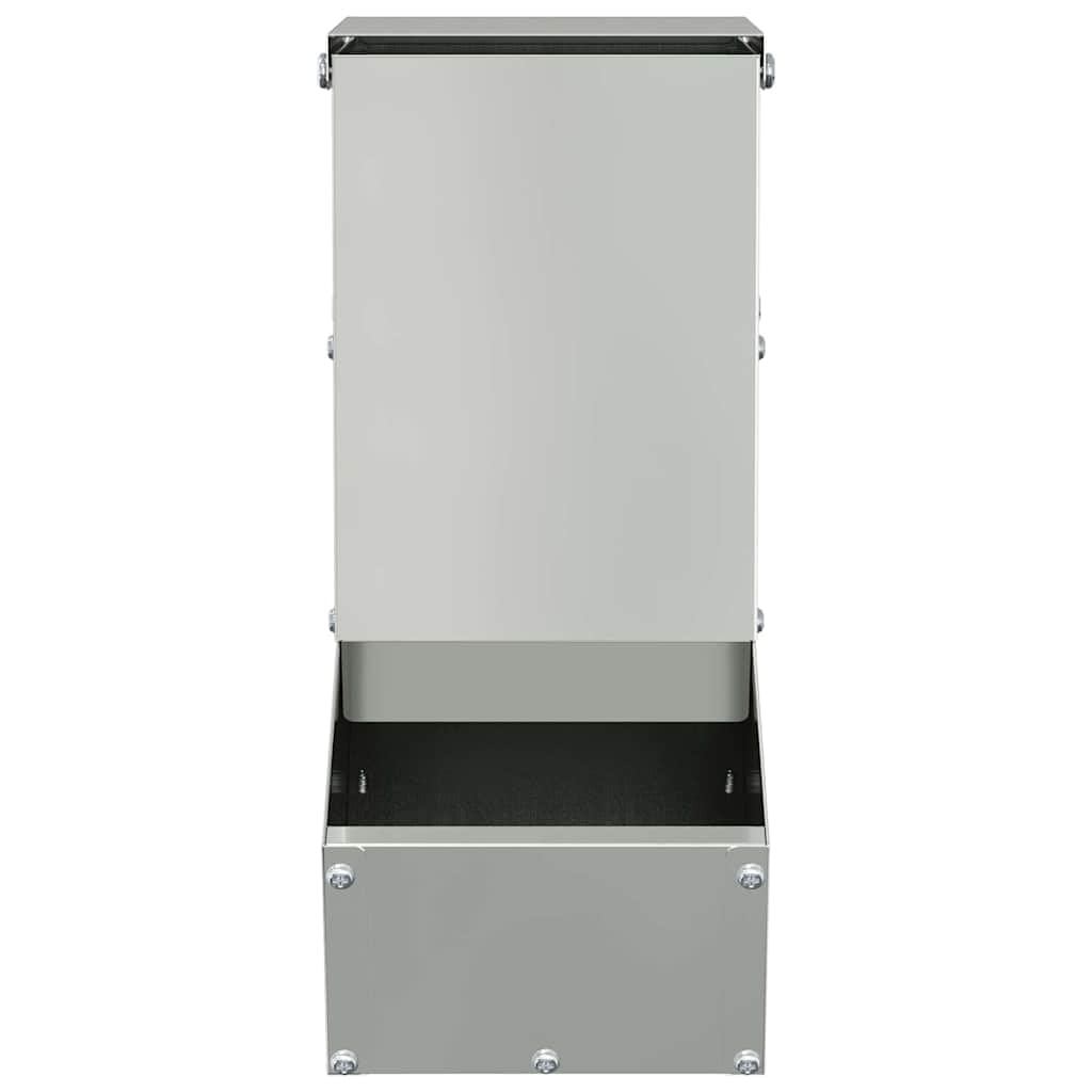 Kaninchenfütterer Silber aus verzinktem Stahl 12,5 x 26 x 28,5 cm wetterfester Futterspender mit Haken für Innen und Außen, langlebiger Fressnapf ideal für Haustier und Nager