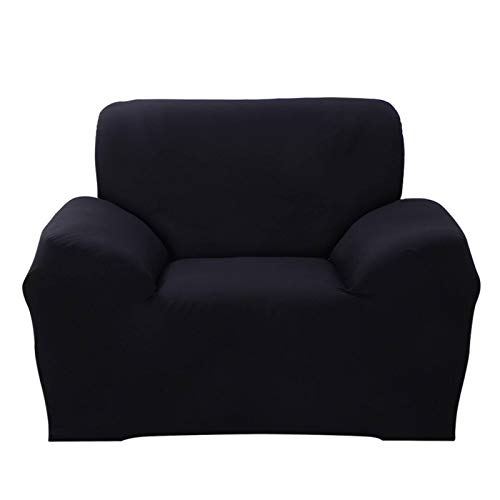 JIAN YA NA Housse de Chaise Extensible 1 Place Housse en Tissu Protecteur Housse de Fauteuil (Noir, 1 Place: 90-140cm) Cover