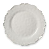 Isabella Cream 11-Inch Dinner Plate, Soft Cream Hue with Crackle Detailing & Scalloped Edges, Durable & Dishwasher Safe, Elegant Vintage-Inspired Plate for Everyday Dining & Special Occasions