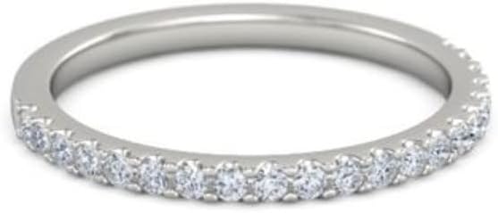 925 Sterling Silver Round 0.58 Ctw White Cz Half Eternity Women Engagement Stackable Wedding Ring