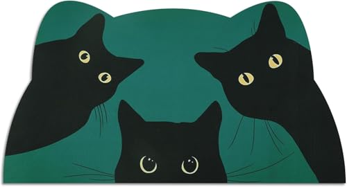 Cat Food Mat - Pet Feeding Mat for Floor, Non-Slip, Waterproof, Super Absorbent, Easy to Clean, Blue, Cat, Dog 12.2''x19.7''