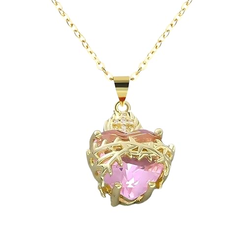 Colar de coração sagrado preenchido com ouro 14K para mulheres e homens - Corrente com pingente cató...