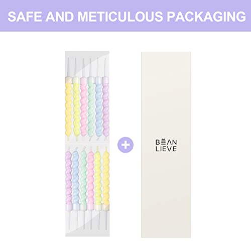 BEAN LIEVE 12-Count Birthday Candles - Rainbow Birthday Candle with Holders Colorful Spiral Long Cake Candles for Birthday Wedding & Lucky Party Cake Decorations