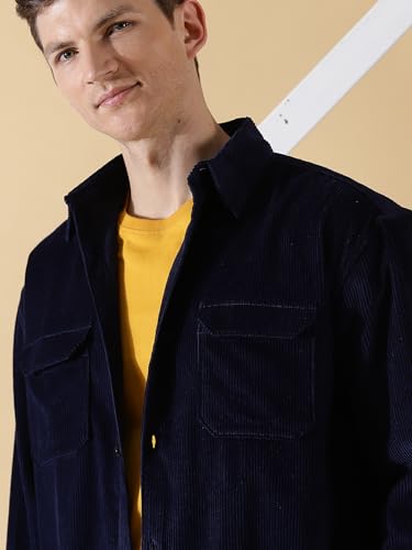 Image of Thomas Scott Men's Premium Spread Collar Double Pocket Corduroy Oversized Shackets