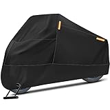 Puroma Motorcycle Cover, XXX-Large Waterproof Motorbike Cover Outdoor Indoor Scooter Shelter Protection with 4 Reflective Strips for Harley Davidson, Honda, Suzuki, Kawasaki, Yamaha (Black)