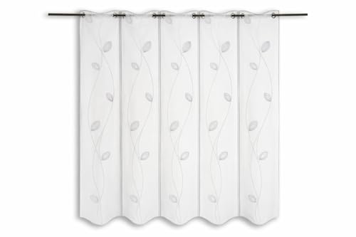Clever-Kauf-24 Scheibengardine Weiß mit Stickerei, 16cm...