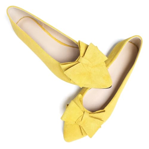 Hee grand Bow-Knot Ballet Flats for Women Pointed Toe Bowtie Dressy Shoes Light Weight Slip On Loafers Comfortable Work Shoes3