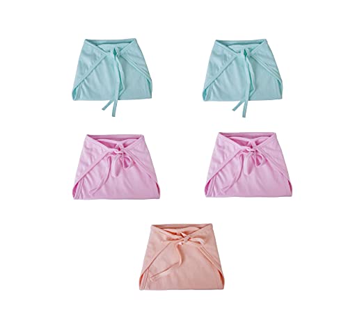 Image of New Born Baby Cotton Nappy Tying Langot Washable and Reusable Plain Solid Cloth diaper /U Shaped /For Baby Boys and Baby Girls - Pack of 5 (Small) (Multicolor)
