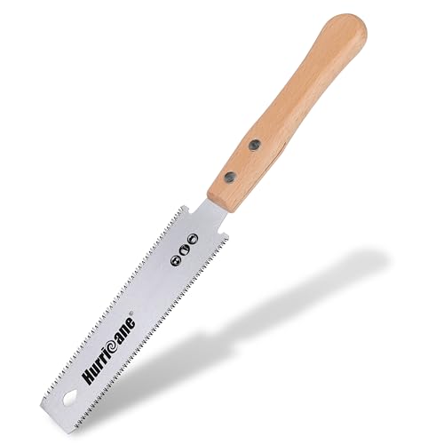 HURRICANE Japanese Pull Saw, Small 6 Inch Woodworking Tools, Mini Hand Saw for DIY, Wood Cutting, SK5 Double Edge Blade 14/17 TPI, Flush Cut Saw, Beech Handle Wood Cutter for Hardwoods/Softwoods