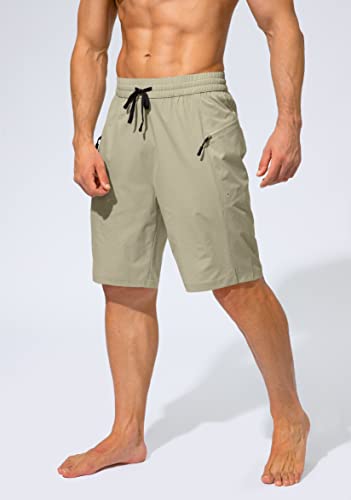 Men's Swim Trunks Quick Dry Board Shorts With Zipper Pockets Beach Shorts Bathing Suits For Men - No Mesh Liner(Sage Green,L) #TOP2