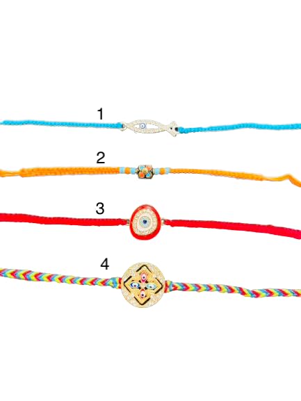 ColorrWay Modern 2023 Raksha Bandhan Rakhis for Brother Kids Bhaiya Bhabhi, Rakhi Bracelet Gift, Evil Eye No Nazar Rakhadi 1pc (3)