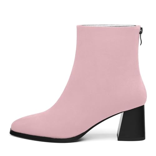 Women's Purple Square Toe Mid Block Heel Ankle Booties, 2.5" Heel Height2