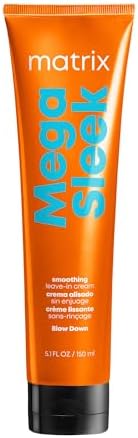 Matrix Mega Sleek Blow Down Smoothing Leave-In Cream - Smooths Hair, Detangles, & Tames Frizz, Heat Protectant, For Dry, Damaged & Frizzy Hair, 5.1 Fl Oz