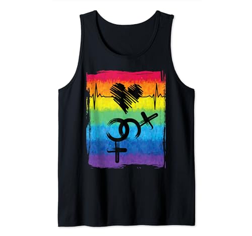 LGBTQ Arc-en-ciel Battement de Coeur Féminin Gay Pride Égalité Débardeur