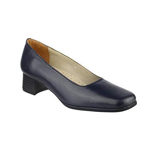 Image of Amblers Safety Female Walford Ladies Leather Court, Navy, Size UK 7.5