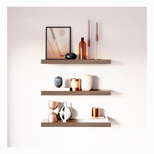 Lista de Estantes flotantes los mejores 10. 44 BLACK MAMUT Kit 3 Repisas Flotantes Medidas 50x15 cm, Montaje en Pared, Estantes Modernos, Decoración Minimalista, para Exhibición, No Apto para tablaroca (Nogal Neo/CAFÉ...