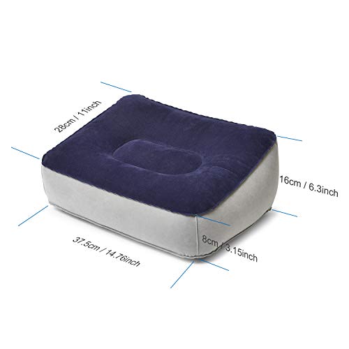 STYDDI Inflatable Foot Rest Pillow, 2 Pack Portable Inflatable Leg Rest Pillow, Travel Footrest Pillow for Airplane, Train, Car, Home, Office (Grey and Blue), Pack of 2 by STYDDI - Image 2
