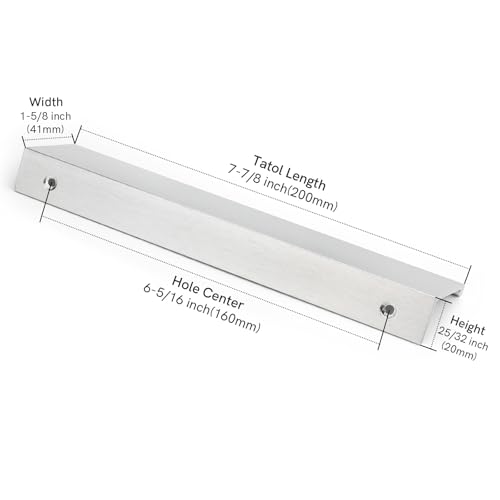 Image of Rergy 100 Pack 6-1 /4 inch Cabinet Pulls Brushed Nickel Finger Pulls for Cabinet | Aluminum Alloy Silvery Edge Pulls Modern Cabinet Handles for Kitchen, Cupboard, Drawers, Dressers, Screws Included