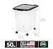 IRIS USA Airtight Dog Food Storage Container, WeatherPro, Up to 50 lbs, Removable Wheels, for Dog Cat Bird and Other Pet Food Storage Bin, Keep Fresh, Translucent Body, Made in USA, Clear/Black