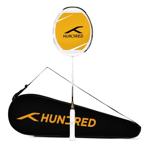 Image of Hundred T-Fusion Assault Badminton Racket with Full Cover | ≤32 lbs | Performance Racket | Sturdy Frame & Smooth Swing | Offensive Shots & Fast Game