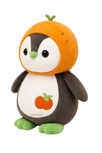 Image of Fruity Penguin Soft Toy for Girls Boys Kids, Orange Animal Plush Stuffed Baby Teddy Gift Birthday, 25 cm