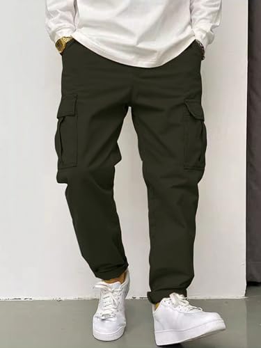 Image of Leriya Fashion Men's Cargo Pants | 4 Pocket Cotton Cargo Joggers for Men | Loose Fit Stylish Pant with Pockets | Casual Baggy Trousers & Streetwear Lower