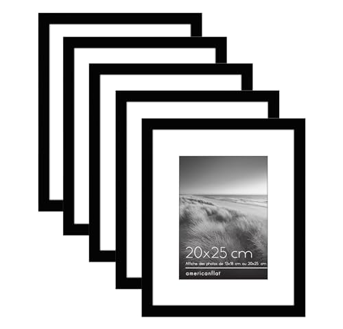 Americanflat Lot de 5 cadres photo de 20,3 x 25,4 cm - À utiliser comme cadre photo de 17,8 x 12,7 cm avec passe-partout ou cadre de 20,3 x 25,4 cm sans passe-partout - Formats horizontaux et
