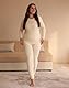 INNERSY Thermo Unterwäsche Frauen Warme Funktionsunterwäsche Damen Oberteil und Leggings Set (L, Warmes Beige)
