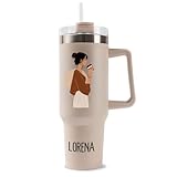 DEREGALOOS Botella Termo Personalizada 1,18 L Acero Inoxidable. Vaso con Asa y...