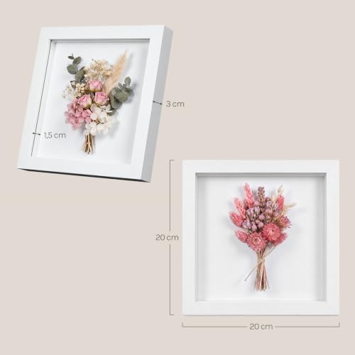 EUGAD 3d Bilderrahmen zum befüllen, 20x20 cm, Weiß, 1.5cm Tiefer – Ansicht 3