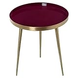 Runder Beistelltisch aus Metall in Bordeaux und Gold, emailliert, 40 x 40 x 183 cm